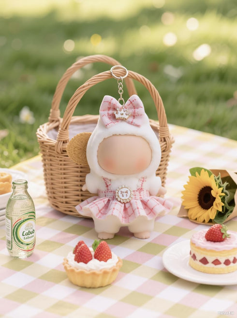 VVQUI (2 Pack) 17cm Set, Clothes for LABUBU Doll (NO Dolls), Black Plaid Outfit & Hot Pink Plaid Dress, Stylish Dress