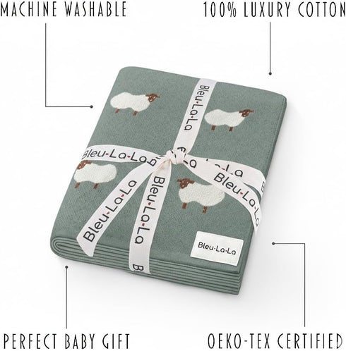 100% Cozy Knit Baby Swaddle Blanket - Cotton Soft Receiving Swaddle Stroller Blanket for Shower Gift Registry