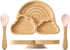 Bamboo Suction Plate for Baby Kid Toddler Plate Spoon Fork Set with