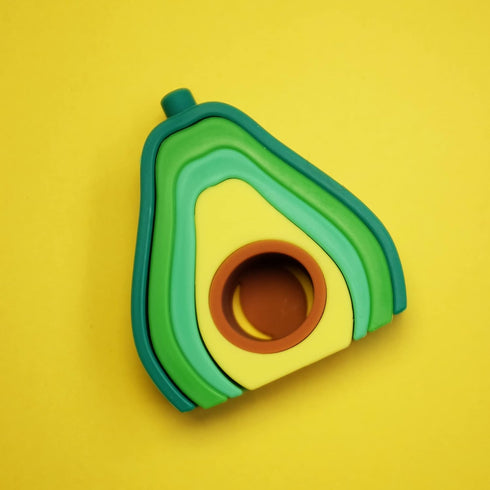 Nuby Soft Silicone Stackable Avocado Interactive Toy for Early Development, Suitable for 12+ Months
