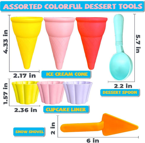 6 GushySnow Latex Material Creativity Sensory Bin Filler Toy Ice Cream Cone Cake Cup Sensory bin for Preschool Girl boy