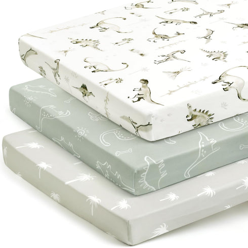 GRSSDER Pack n Play Sheets Fitted 3 Pack, Stretchy Ultra Soft Jersey