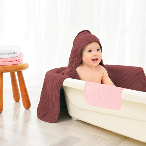 100% Hooded Baby Towels for Newborn, Absorbent Cotton Muslin Baby Bath Towel for Boys and Girls, Baby Towels with Hood