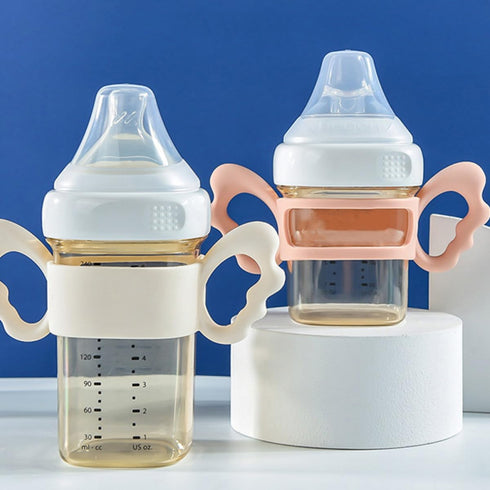 Soft Silicone Handle Feeding Bottle for Newborns - Anti-Colic Grip