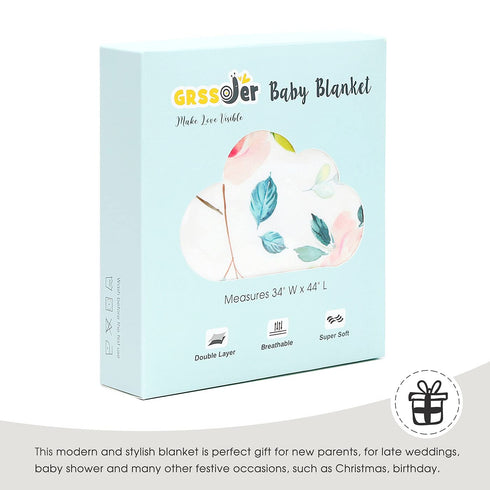 34 44, GRSSDER Baby Blankets Super Soft Stretchy Jersey Knit Swaddle Blanket for Baby Girls, Double Layer Reversible
