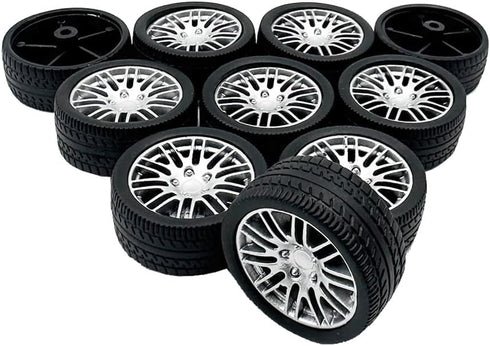 URIMPAVIDO 10PCS (3x35mm) Toy Car Wheels Rubber Tire Wheels with Metal Shaft for RC Car Truck DIY Model Toy Wheel