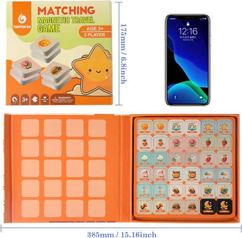 Magnetic Matching Memory Game for Kids Ages 3-8, Perfect Travel Toy for Toddlers, Fun Road Trip Activity