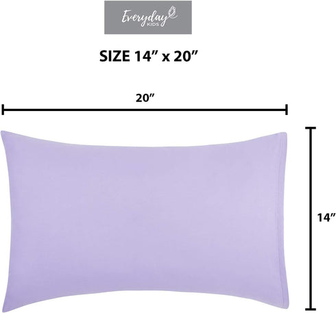 2-Pack Toddler Travel Pillowcases - 100% Soft Microfiber, Hypoallergenic, Solid Purple, Fits 14x19, 13x18, 12x16