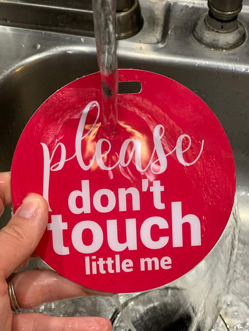 THREE LITTLE TOTS Pink Please Don't Touch Baby Car Seat Sign or Stroller Tag - CPSIA Safety Tested