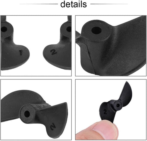 2 Set 2mm RC Boat Propellers, Durable Nylon Blade with CW CCW Rotation Shaft for Remote Control Ship Enthusiasts Racing