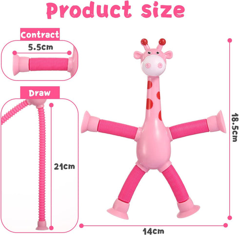 4 Pack Telescopic Suction Cup Giraffe Toy, Sensory Tubes for Toddlers, Fidget Toys for 3-8 Year Olds