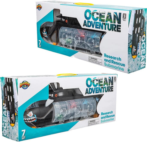 6 Set Aquatic Discovery Expedition Research & Rescue Submarine Toy with Ocean Sea Animalsunderwater Boat for Kids