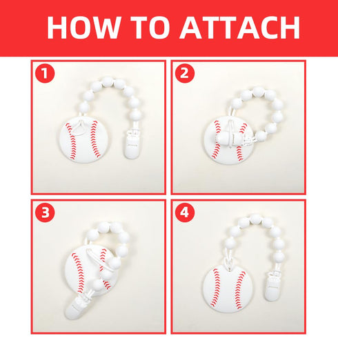 Baby Food Grade Silicone Sport Ball Teether Toy with Pacifier Clip Holder, Teething Pain Relief Toys Gift Set for 3
