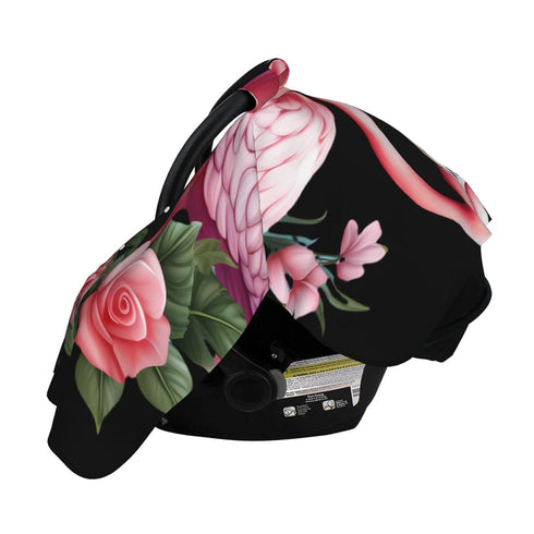 Zhbvncp Cute Flamingo with Flowers Baby Car Seat Cover & Breastfeeding Nursing Cover - Breathable Stretch Fabric