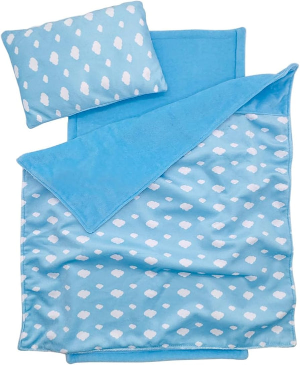 Linkyloop Baby Doll Accessories Dollhouse Bedding Set - Doll Blanket, Pillow & Mattress
