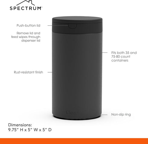 Countertop, Spectrum Disinfecting Wipes Container Refillable Stainless Steel Wipe Holder for Bathroom Kitchen School