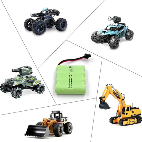 Gecoty 4.8v Pack, 2400mAh 2P 1:18, 1:16, 1:14, 4x4 Battery NiMH AA Rechargeable RC Battery with Charge Cable, SM Plug