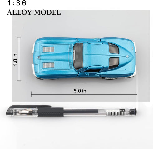 1/36 Scale Diecast Model Cars, 1963 Chevy Corvette Pull Back Vehicles Toy Cars for Boys and Girls