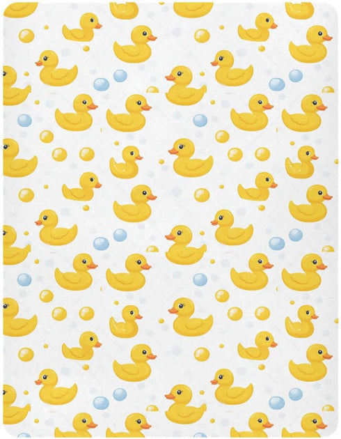 J JOYSAY Rubber Duck Bubble White Fitted Crib Sheet for Boys Girls Baby Sheets