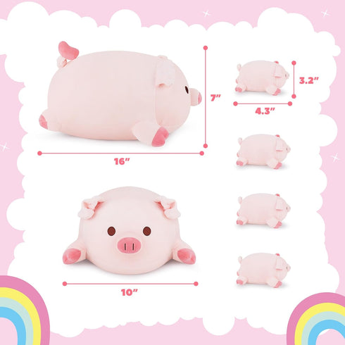 5PCS Mommy 4 Gifts(16 Achwishap Pig Family,Pig Stuffed Animal with Pig Babies Plush,Cute Pig Plush Pillow Cushion