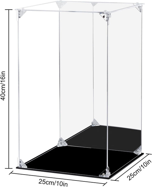 (10x10x15.7 inch; 25x25x40 cm) Acrylic Display Case for Collectibles Assemble Clear Acrylic Display Box with Mirrored