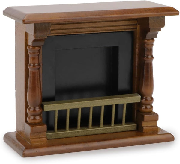 Dollhou Fireplace 1/12 Scale Miniature Wooden Furniture European Style Fireplace with Surround