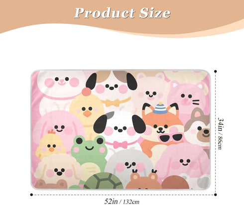 siphylline 52" 34" Cartoon Cute Animals Pink Extra Large Resuable Toddler Mattress Pads Waterproof Washable Baby Diaper
