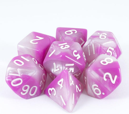 Pink and White DND Dice - 'Cherry Blossom'