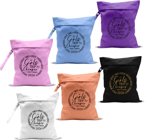 zcyxuuw 6Pcs Girls Trip Gifts Wet Dry Bag, Beach Bag Wet Bag Favors,
