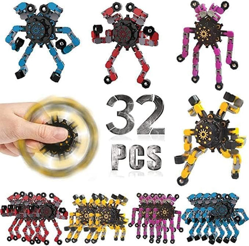 DUBANJOWE 32 Pcs Fidget Spinners Toys for Kids & Adults, Deformable Robot Transformable
