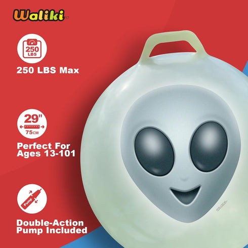 29" WALIKI Hop Ball for Adults | Glow in The Dark Alien Hopping Ball | Sit and Bounce Ball | Great for Team Building
