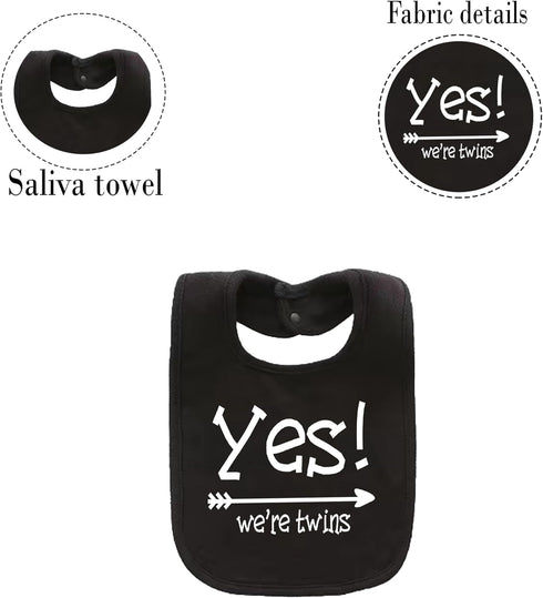 YSCULBUTOL Cute Unisex Bibs for Baby Twins - Yes We Are Twins