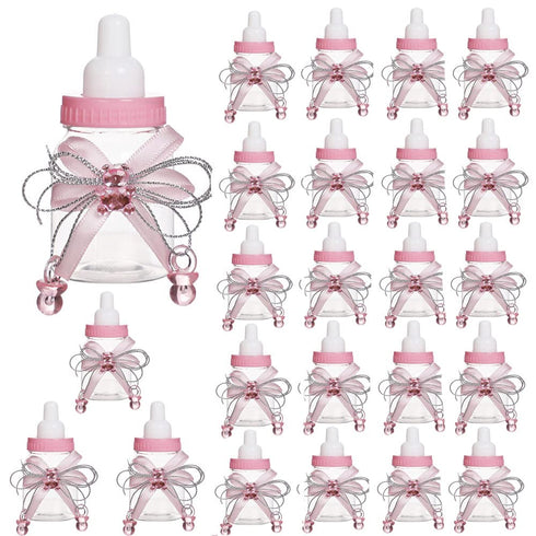 Bodosac 24-Piece Baby Feeding Bottle Set with Pink Candy Box for Shower Decoration