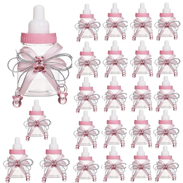 Bodosac 24-Piece Baby Feeding Bottle Set with Pink Candy Box for Shower Decoration