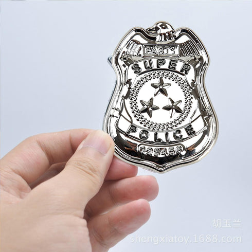 BinaryABC Metal Police Badges, 2PCS Police Role Play Brooch Props, Halloween Cop Cosplay Costume Accessory