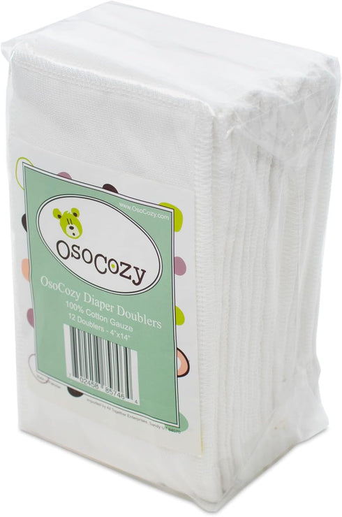 OsoCozy 100% 4x12 inches, 6 12 Pack Gauze Cloth Diaper Doublers - Gauze Weaved Cotton, Thirsty Layers Thick. Add Extra