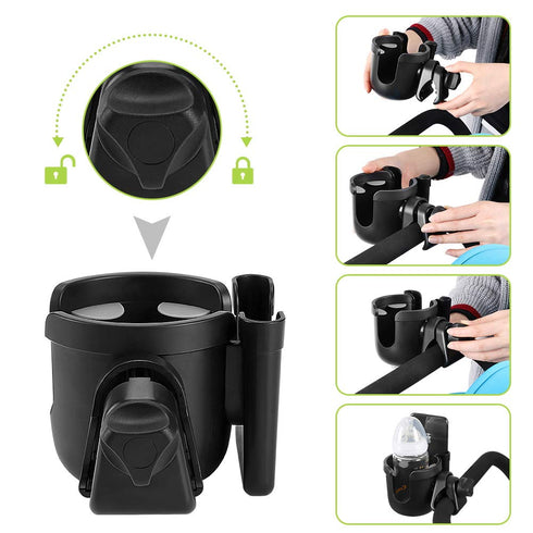Accmor Stroller Cup Holder with Phone Holder, 2-in-1 Universal Cup Phone Holder for Uppababy, Nuna, Doona Strollers