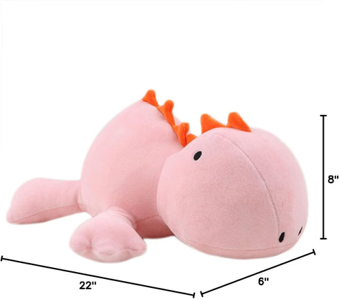 24" 3.5lbs, Weighted Dinosaur Plush Throw Pillowd Pink Dinosaur Weighted Stuffed Animal, Cuddle Plushies for Kids