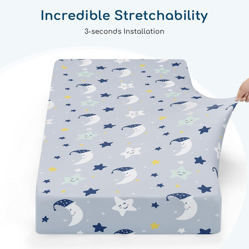 Yukkidds 52''x28'' 2 Pack Baby Crib Sheets for Boys Girls Fitted Toddler Bed Sheets for Standard Crib and Toddler