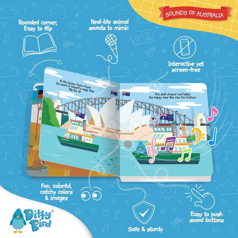 Ditty Bird Musical Toddler Books | Interactive Talking Book with Fun Sensory Songs of Australia for Toddlers 1-3 |