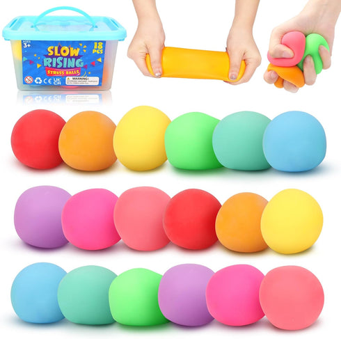 Squishy Stress Balls Fidget Toys: 18 Pack Mini Stress Balls for Kids