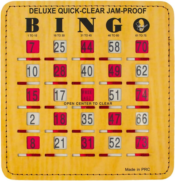 MR CHIPS Jam-Proof Quick-Clear Deluxe Fingertip Slide Bingo Cards with Sliding Windows