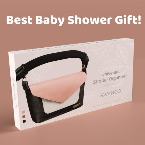 Universal Fit Non-Slip Stroller Caddy Organizer with Brown Cover