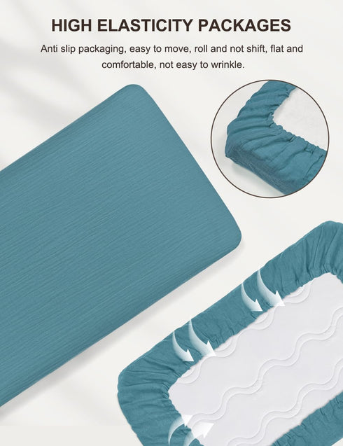 Pack Pack 39"x27" Pack (46P-06) Blue Cotton and Play Sheets Fitted Boy, Muslin Small n Play Mattress Pad Cover, Soft