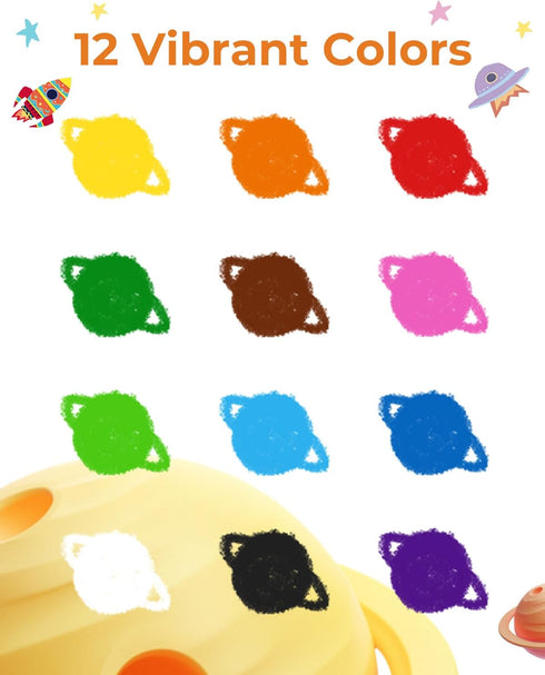 12 1-3, 4-8 JUPITEARTH Colors Twist Crayons for Toddlers Non-Toxic Washable Crayons for Ages with Storage Bucket