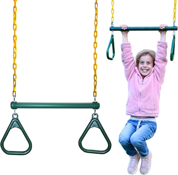 Eastern Jungle Gym Heavy-Duty Ring Trapeze Bar Combo, Large 20" Trapeze Swing
