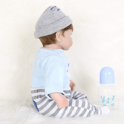 ENADOLL Reborn Baby Doll, Realistic Silicone Vinyl Baby Blue Dog Boy, 16 inch Weighted Soft Body