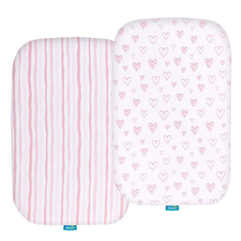 Bassinet Sheets 2 Pack Compatible with Baby Delight Beside Me Dreamer Bassinet, Ultra Soft Pink Print