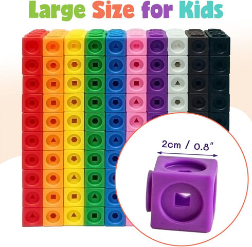 QUYSK 300 Counting Pcs Linking Cubes for Math with Storage Boxes, Kids Blocks for Math STEM Connecting Cubes Math