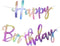 Tatuo Iridescent Happy Birthday Banner Sign, Changeable Garland Bunting Decoration, Silver Party Favor Supplies